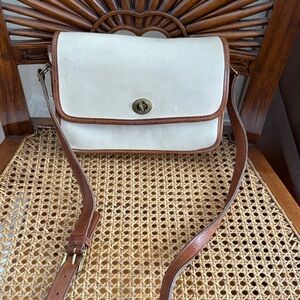 Coach Off White with Brown Trim Crossbody Bag
